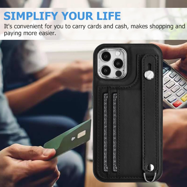 For iPhone 12 / 12 Pro Shockproof Leather Phone Case with Wrist Strap(Black) - free shipping - PMC TechLife - Order now!