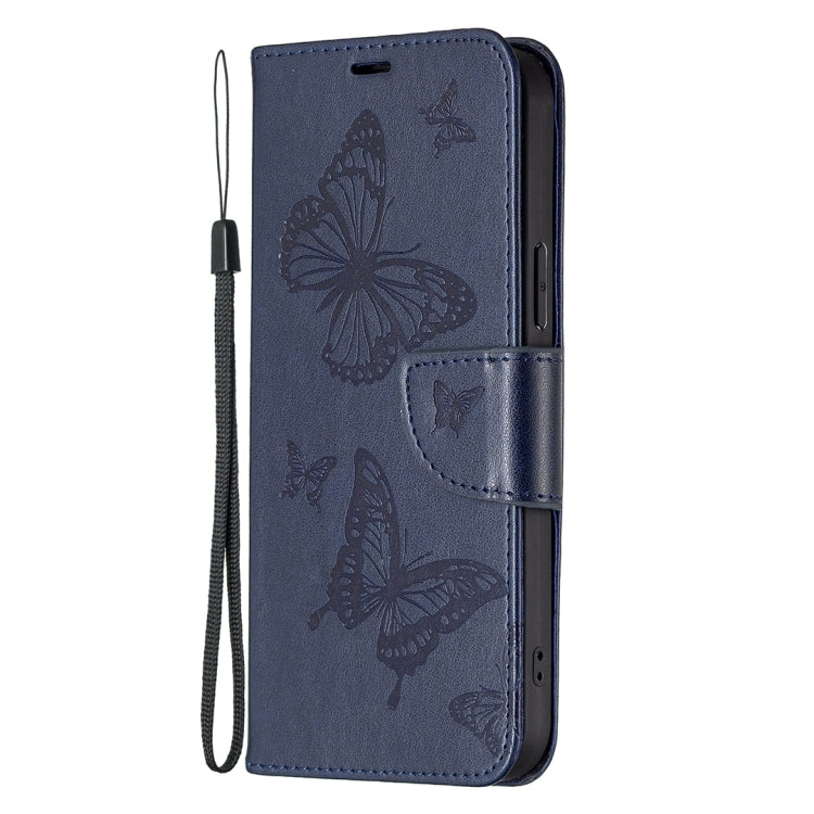 For Xiaomi Poco F5 5G / Redmi Note 12 Turbo Two Butterflies Embossing Leather Phone Case(Blue) - Xiaomi Cases by PMC Jewellery | Online Shopping South Africa | PMC Jewellery