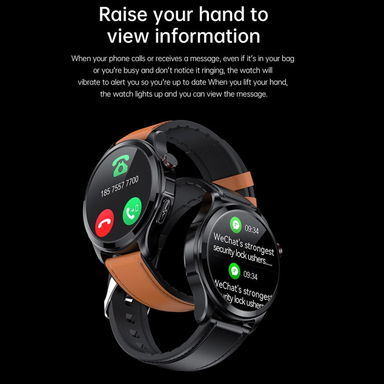 TK22 1.39 inch IP67 Waterproof Leather Band Smart Watch Supports ECG / Non-invasive Blood Sugar(Black) - Smart Watches by PMC Jewellery | Online Shopping South Africa | PMC Jewellery