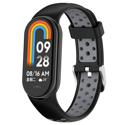 For Xiaomi Mi Band 8 Two-color Steel Plug Silicone Watch Band(Black Grey) - Watch Bands by PMC Jewellery | Online Shopping South Africa | PMC Jewellery