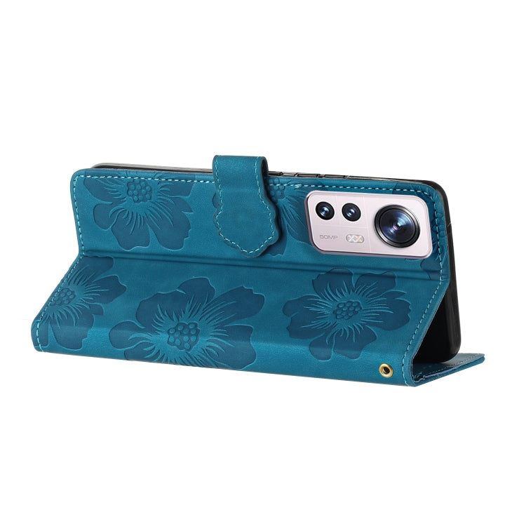 For Xiaomi 12 Lite Flower Embossing Pattern Leather Phone Case(Blue) - free shipping - PMC TechLife - Order now!