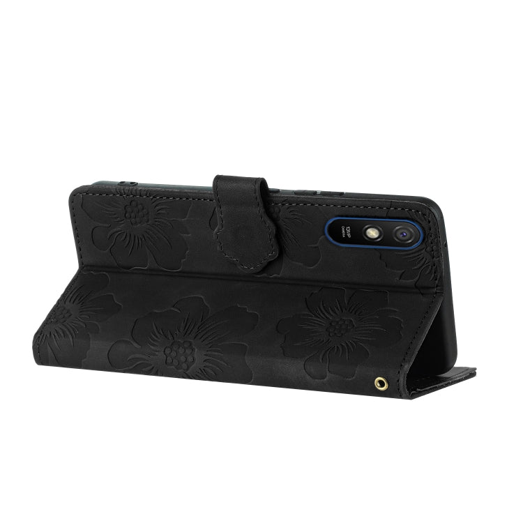 For Xiaomi Redmi 9A Flower Embossing Pattern Leather Phone Case(Black) - free shipping - PMC TechLife - Order now!