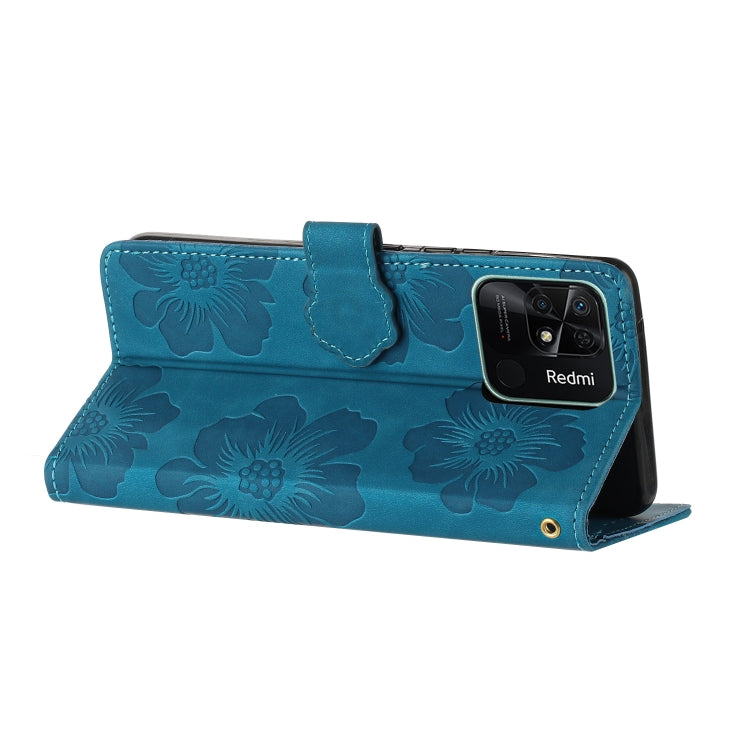 For Xiaomi Redmi 10C Flower Embossing Pattern Leather Phone Case(Blue) - free shipping - PMC TechLife - Order now!