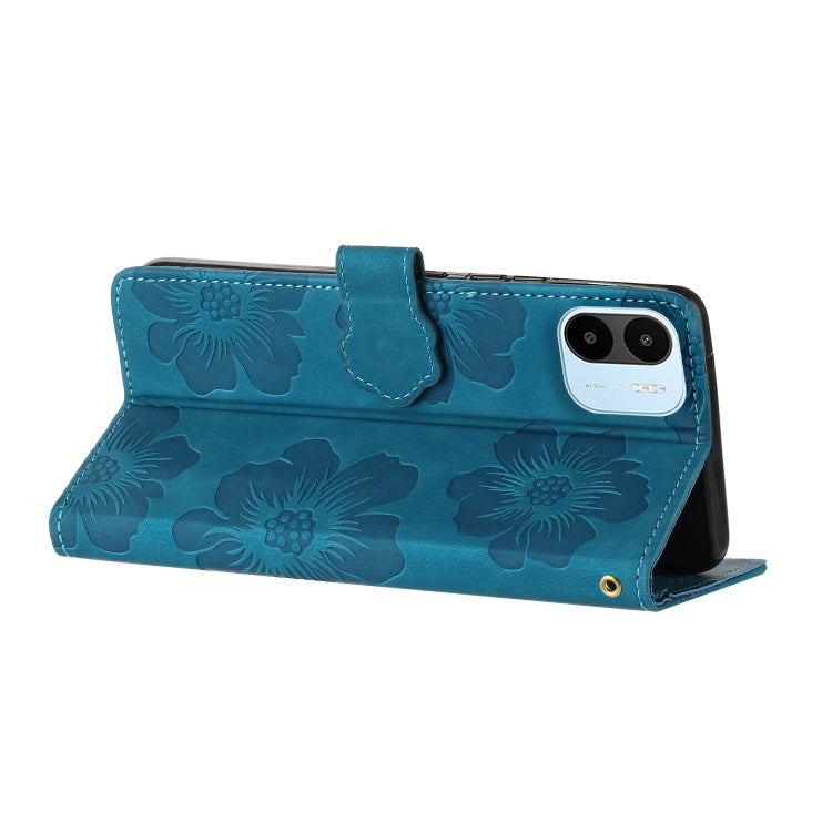 For Xiaomi Redmi A1 Flower Embossing Pattern Leather Phone Case(Blue) - free shipping - PMC TechLife - Order now!