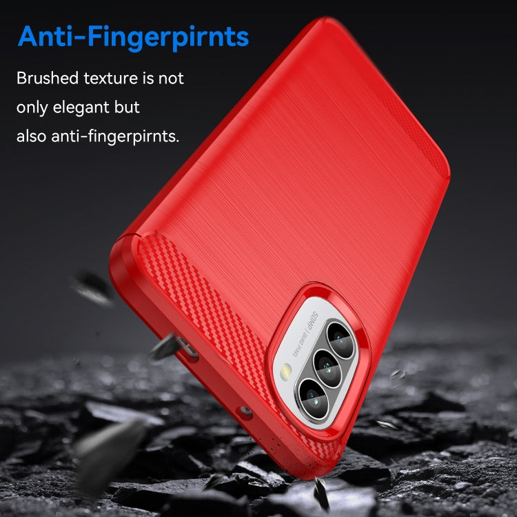 For Motorola Moto G52 Brushed Texture Carbon Fiber TPU Phone Case(Red) - Motorola Cases by PMC Jewellery | Online Shopping South Africa | PMC Jewellery