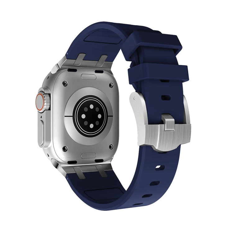 AP Silicone Watch Band For Apple Watch 8 45mm(Silver Blue) - Watch Bands by PMC TechLife | Online Shopping South Africa | PMC TechLife