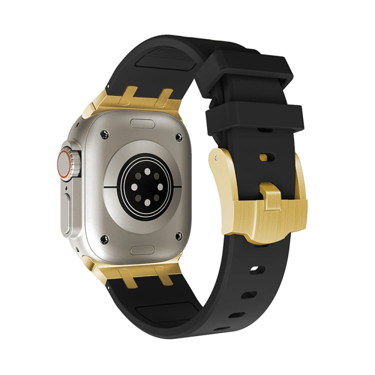 AP Silicone Watch Band For Apple Watch 7 45mm(Gold Black) - Watch Bands by PMC TechLife | Online Shopping South Africa | PMC TechLife