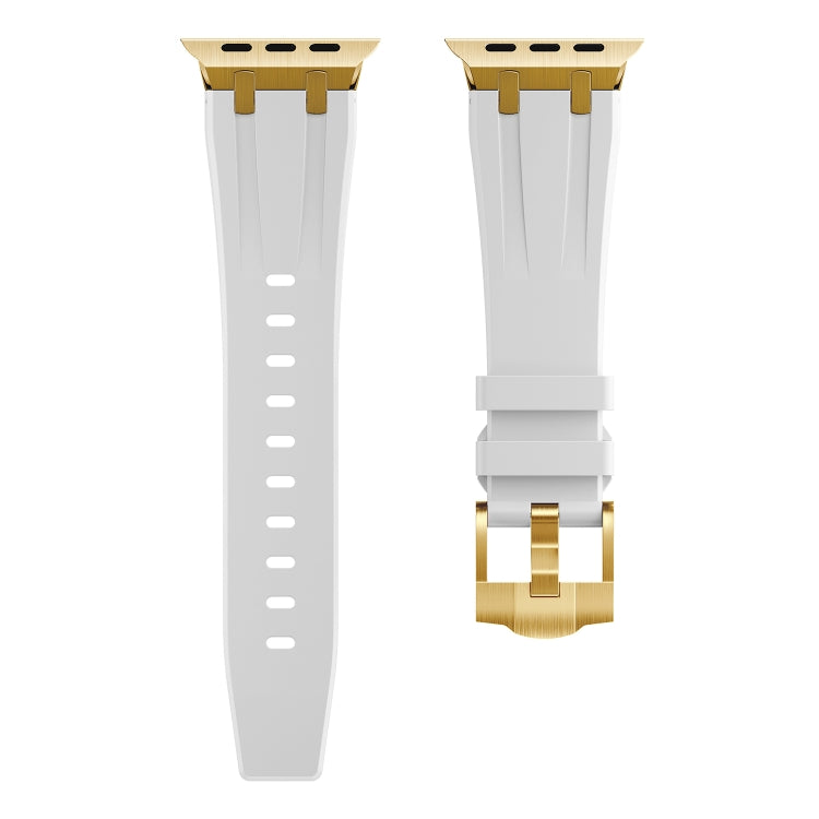 AP Silicone Watch Band For Apple Watch 7 45mm(Gold White) - Watch Bands by PMC TechLife | Online Shopping South Africa | PMC TechLife