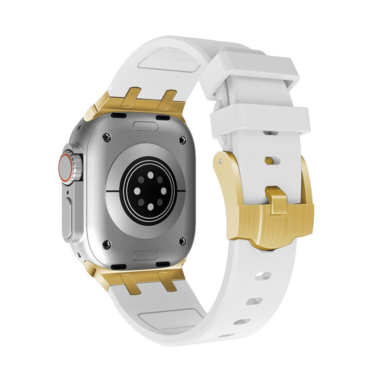 AP Silicone Watch Band For Apple Watch 7 45mm(Gold White) - Watch Bands by PMC TechLife | Online Shopping South Africa | PMC TechLife