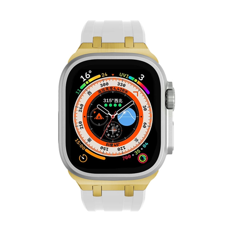 AP Silicone Watch Band For Apple Watch 7 45mm(Gold White) - Watch Bands by PMC TechLife | Online Shopping South Africa | PMC TechLife