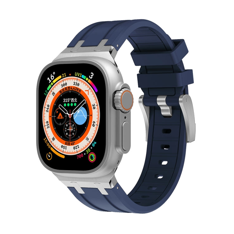 AP Silicone Watch Band For Apple Watch 6 44mm(Silver Blue) - Watch Bands by PMC TechLife | Online Shopping South Africa | PMC TechLife