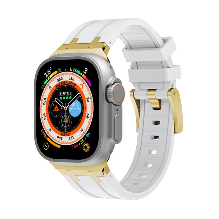 AP Silicone Watch Band For Apple Watch 4 40mm(Gold White) - Watch Bands by PMC TechLife | Online Shopping South Africa | PMC TechLife