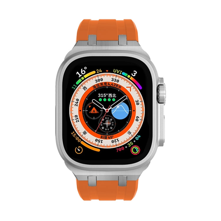 AP Silicone Watch Band For Apple Watch 4 44mm(Silver Orange) - Watch Bands by PMC TechLife | Online Shopping South Africa | PMC TechLife