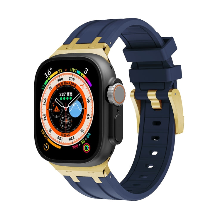 AP Silicone Watch Band For Apple Watch 2 38mm(Gold Blue) - Watch Bands by PMC TechLife | Online Shopping South Africa | PMC TechLife