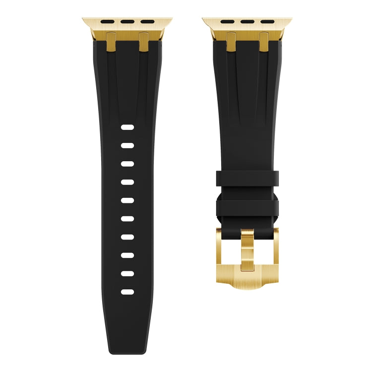 AP Silicone Watch Band For Apple Watch 38mm(Gold Black) - Watch Bands by PMC Jewellery | Online Shopping South Africa | PMC Jewellery