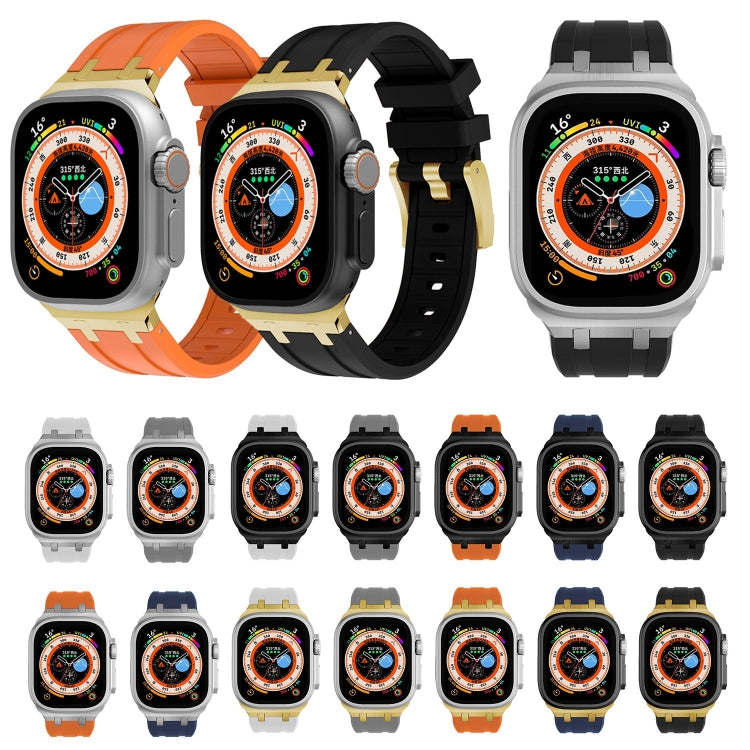 AP Silicone Watch Band For Apple Watch 4 44mm(Silver Black) - Watch Bands by PMC TechLife | Online Shopping South Africa | PMC TechLife
