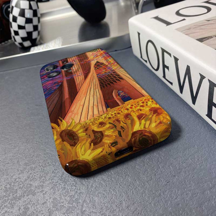 For iPhone 14 Precise Hole Oil Painting Pattern PC Phone Case(Architectural Painting) - iPhone 14 Cases by PMC TechLife | Online Shopping South Africa | PMC TechLife