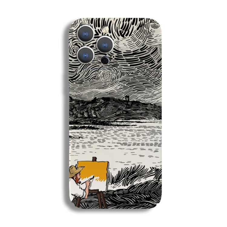 For iPhone 14 Plus Precise Hole Oil Painting Pattern PC Phone Case(Inkwash) - iPhone 14 Plus Cases by PMC TechLife | Online Shopping South Africa | PMC TechLife