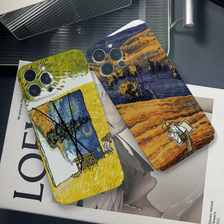 For iPhone 14 Pro Precise Hole Oil Painting Pattern PC Phone Case(Train) - iPhone 14 Pro Cases by PMC Jewellery | Online Shopping South Africa | PMC Jewellery