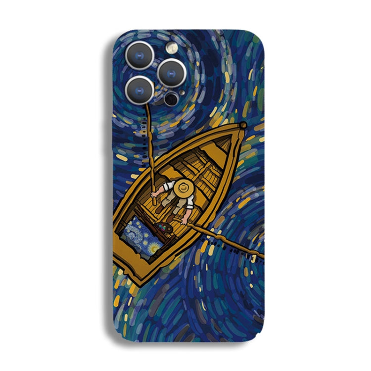 For iPhone 14 Pro Max Precise Hole Oil Painting Pattern PC Phone Case(Boating) - iPhone 14 Pro Max Cases by PMC TechLife | Online Shopping South Africa | PMC TechLife