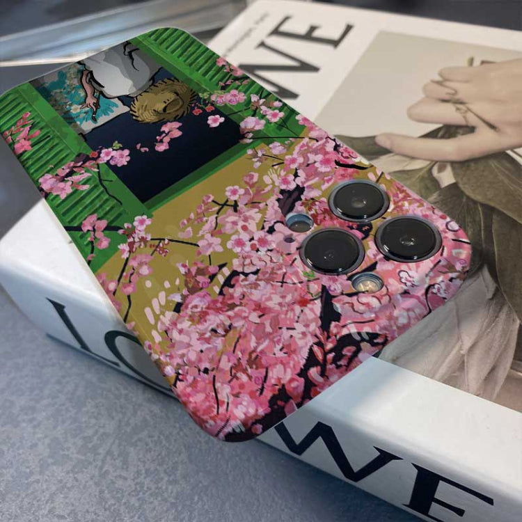 For iPhone 13 Pro Max Precise Hole Oil Painting Pattern PC Phone Case(Peach Blossom) - iPhone 13 Pro Max Cases by PMC TechLife | Online Shopping South Africa | PMC TechLife