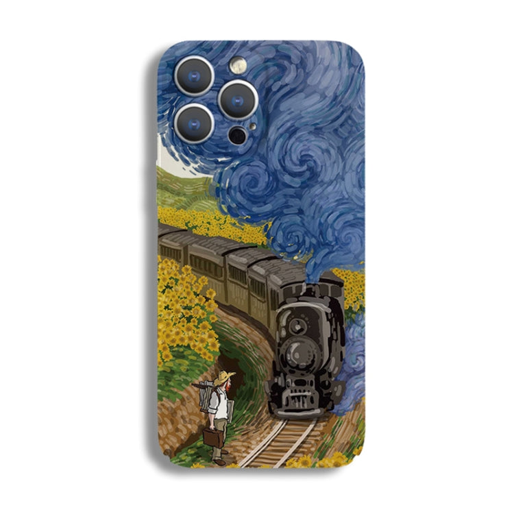 For iPhone 12 mini Precise Hole Oil Painting Pattern PC Phone Case(Train) - iPhone 12 mini Cases by PMC TechLife | Online Shopping South Africa | PMC TechLife