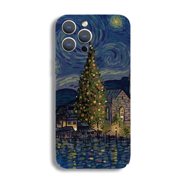 For iPhone 12 Precise Hole Oil Painting Pattern PC Phone Case(Castle) - iPhone 12 / 12 Pro Cases by PMC TechLife | Online Shopping South Africa | PMC TechLife