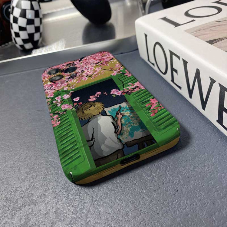 For iPhone 11 Pro Precise Hole Oil Painting Pattern PC Phone Case(Peach Blossom) - iPhone 11 Pro Cases by PMC TechLife | Online Shopping South Africa | PMC TechLife
