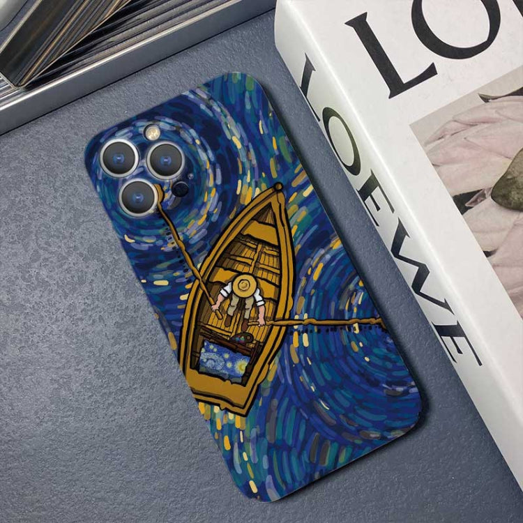 For iPhone 8 Plus / 7 Plus Precise Hole Oil Painting Pattern PC Phone Case(Boating) - More iPhone Cases by PMC TechLife | Online Shopping South Africa | PMC TechLife