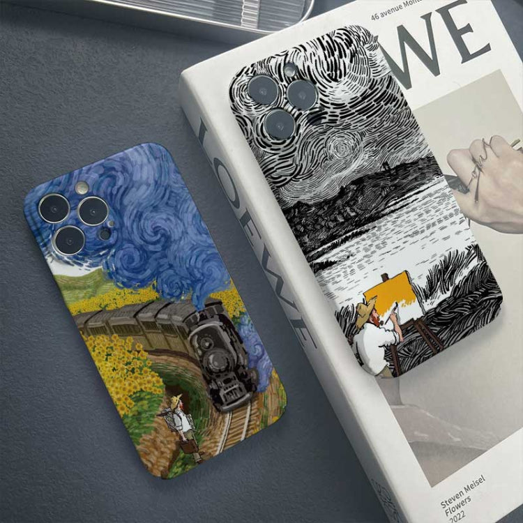 For iPhone 8 Plus / 7 Plus Precise Hole Oil Painting Pattern PC Phone Case(Handcart) - More iPhone Cases by PMC TechLife | Online Shopping South Africa | PMC TechLife