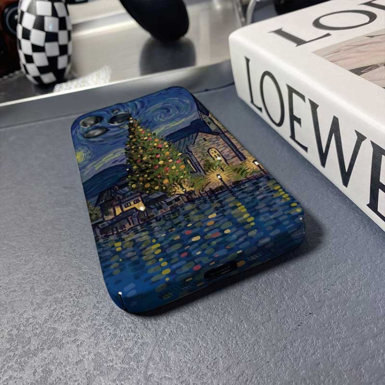 For iPhone X / XS Precise Hole Oil Painting Pattern PC Phone Case(Boating) - More iPhone Cases by PMC TechLife | Online Shopping South Africa | PMC TechLife