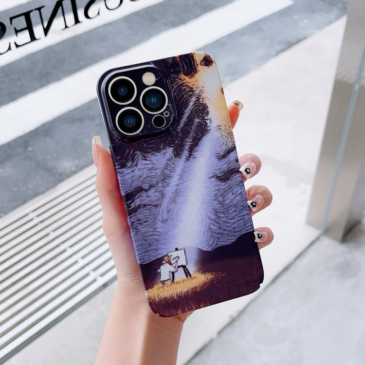 For iPhone 12 Precise Hole Oil Painting Pattern PC Phone Case(Shine) - iPhone 12 / 12 Pro Cases by PMC TechLife | Online Shopping South Africa | PMC TechLife