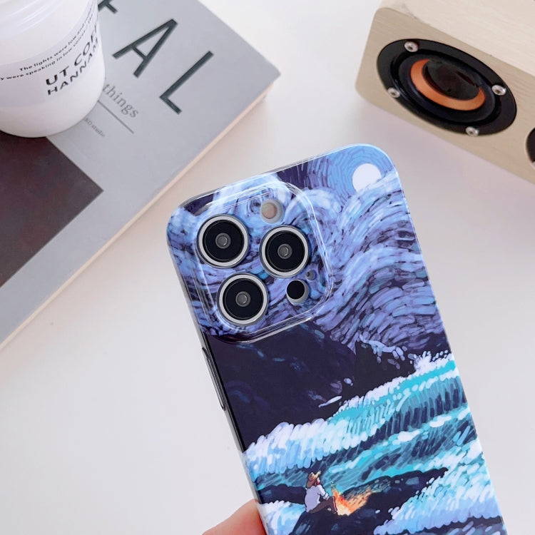 For iPhone 13 Precise Hole Oil Painting Pattern PC Phone Case(Sea Wave) - free shipping - PMC TechLife - Order now!