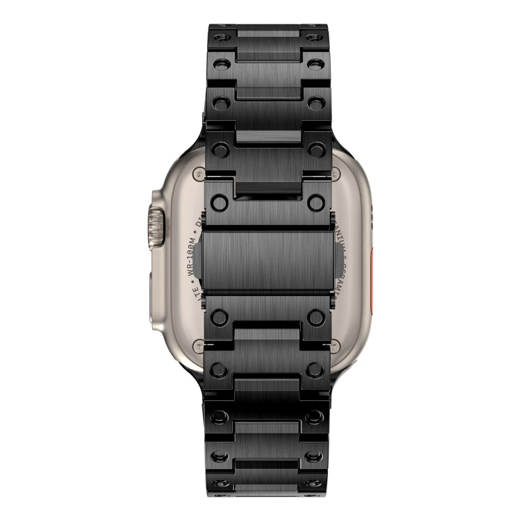 Double Rows Metal Watch Band For Apple Watch 8 45mm(Black) - Watch Bands by PMC TechLife | Online Shopping South Africa | PMC TechLife