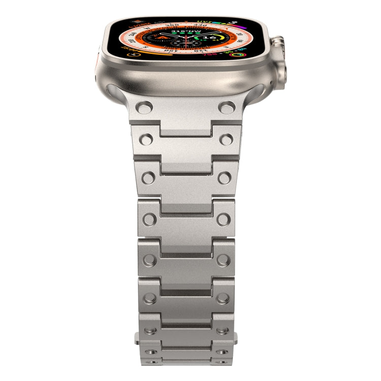 Double Rows Metal Watch Band For Apple Watch 7 45mm(Titanium) - Watch Bands by PMC TechLife | Online Shopping South Africa | PMC TechLife