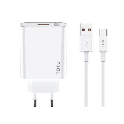 TOTU W123 100W USB Port Travel Charger with USB to USB -C / Type-C Data Cable Set, Specification:EU Plug(White) - USB Charger by TOTUDESIGN | Online Shopping South Africa | PMC Jewellery