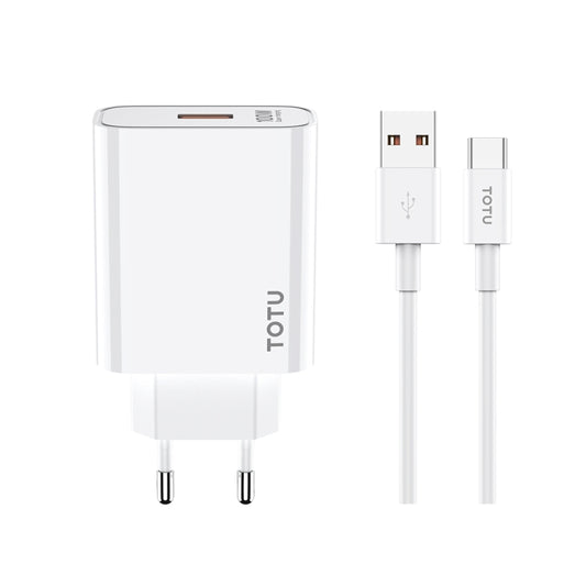 TOTU W123 100W USB Port Travel Charger with USB to USB -C / Type-C Data Cable Set, Specification:EU Plug(White) - USB Charger by TOTUDESIGN | Online Shopping South Africa | PMC Jewellery