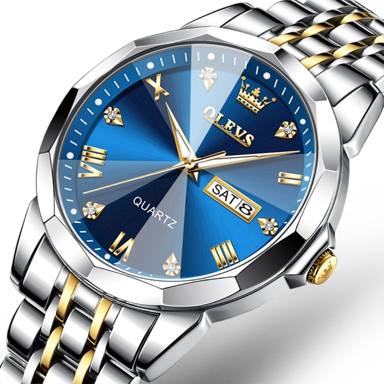 OLEVS 9931 Men Luminous Waterproof Quartz Watch(Blue) - Metal Strap Watches by OLEVS | Online Shopping South Africa | PMC Jewellery