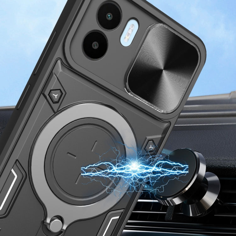 For Xiaomi Redmi A1 4G CD Texture Sliding Camshield Magnetic Holder Phone Case(Black) - free shipping - PMC TechLife - Order now!