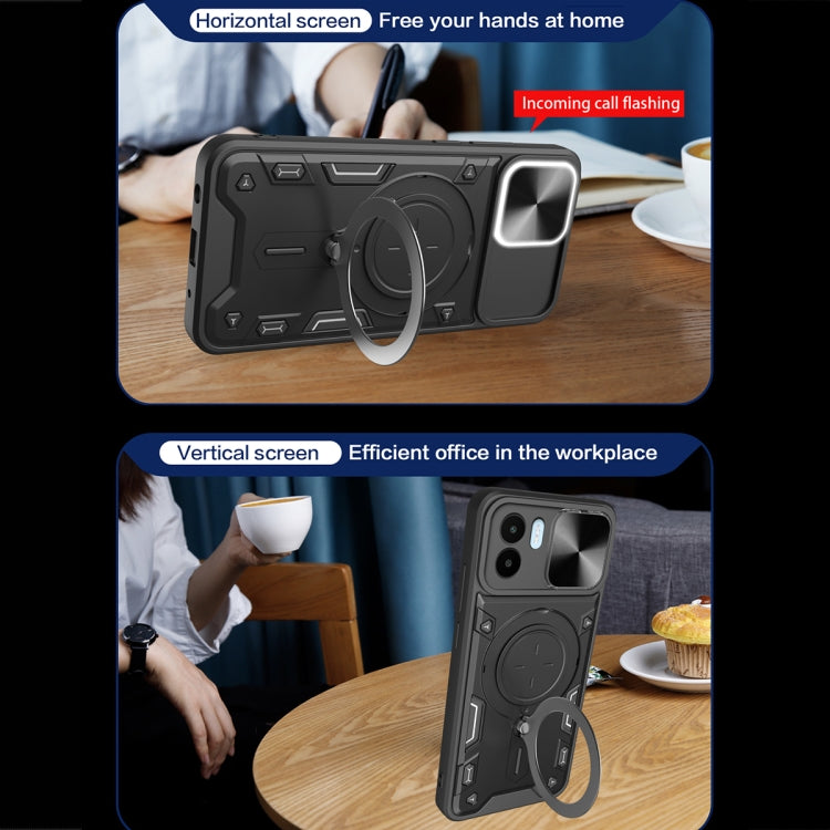 For Xiaomi Redmi A1 4G CD Texture Sliding Camshield Magnetic Holder Phone Case(Black) - free shipping - PMC TechLife - Order now!
