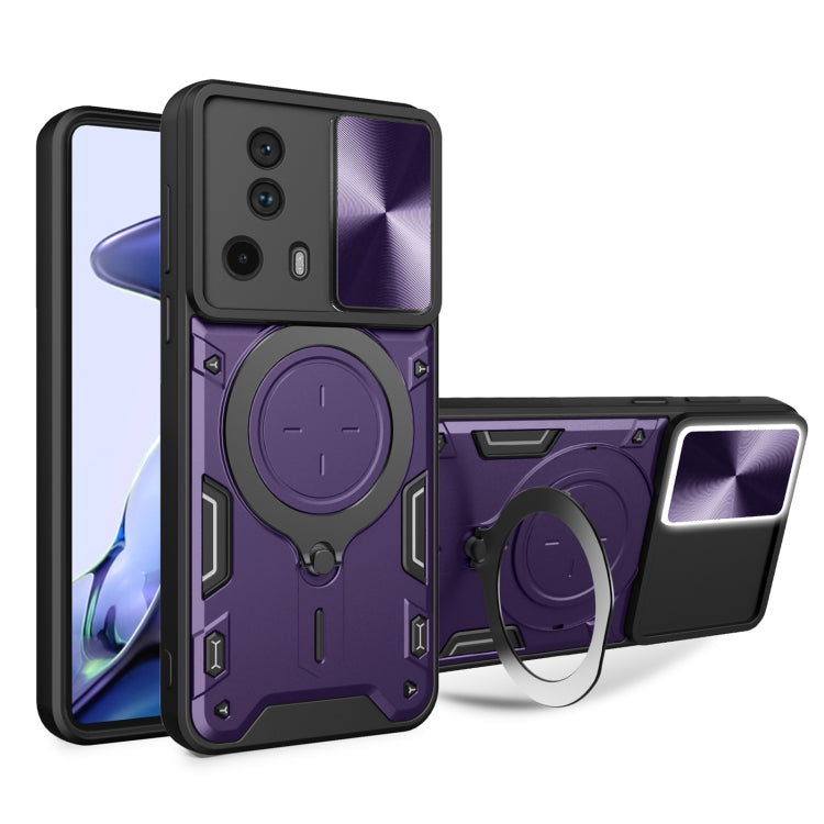 For Xiaomi 13 Lite / Civi 2 5G CD Texture Sliding Camshield Magnetic Holder Phone Case(Purple) - 13 Lite Cases by PMC Jewellery | Online Shopping South Africa | PMC Jewellery