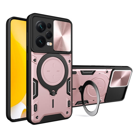 For Xiaomi Redmi Note 12 Pro 5G CD Texture Sliding Camshield Magnetic Holder Phone Case(Pink) - Note 12 Pro Cases by PMC Jewellery | Online Shopping South Africa | PMC Jewellery