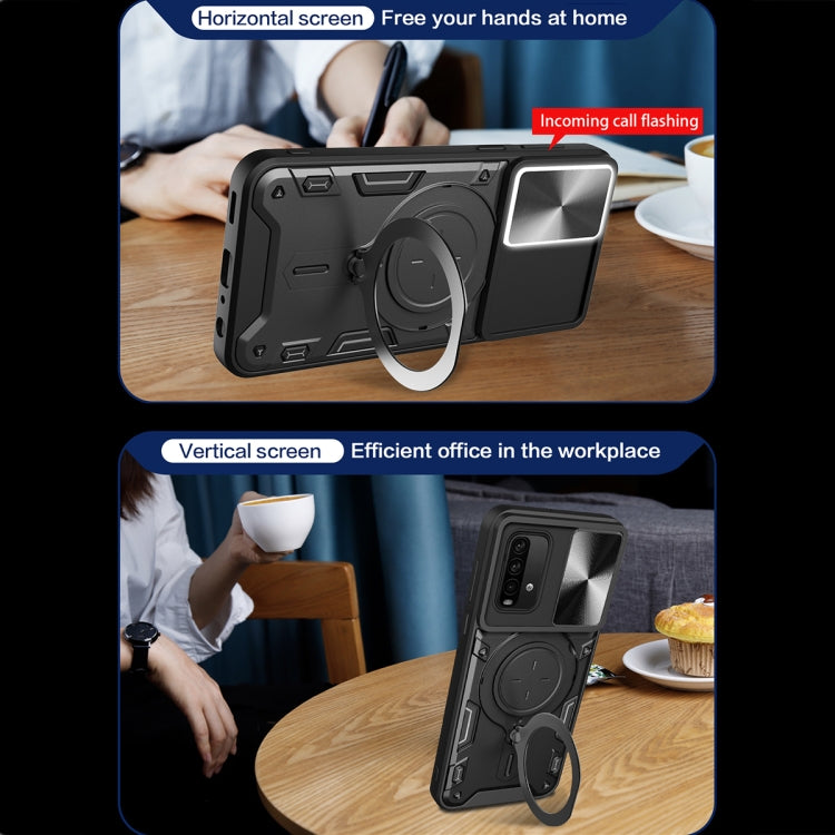 For Xiaomi Redmi Note 9 4G / Poco M3 CD Texture Sliding Camshield Magnetic Holder Phone Case(Red) - free shipping - PMC TechLife - Order now!