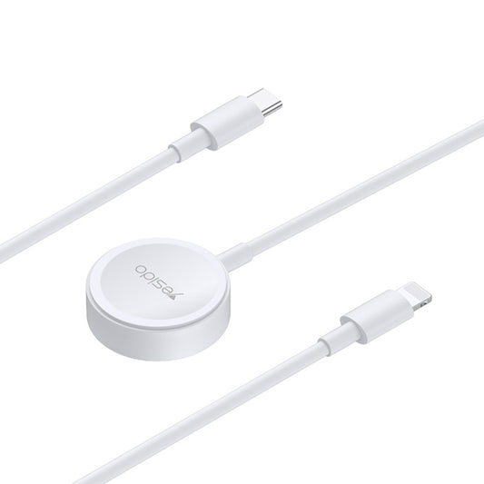 Yesido CA113 For Apple Watch 2 in 1 USB-C / Type-C to 8 Pin Wireless Magnetic Watch Charger, Cable Length: 1.2m(White) - Charger / Holder by Yesido | Online Shopping South Africa | PMC Jewellery