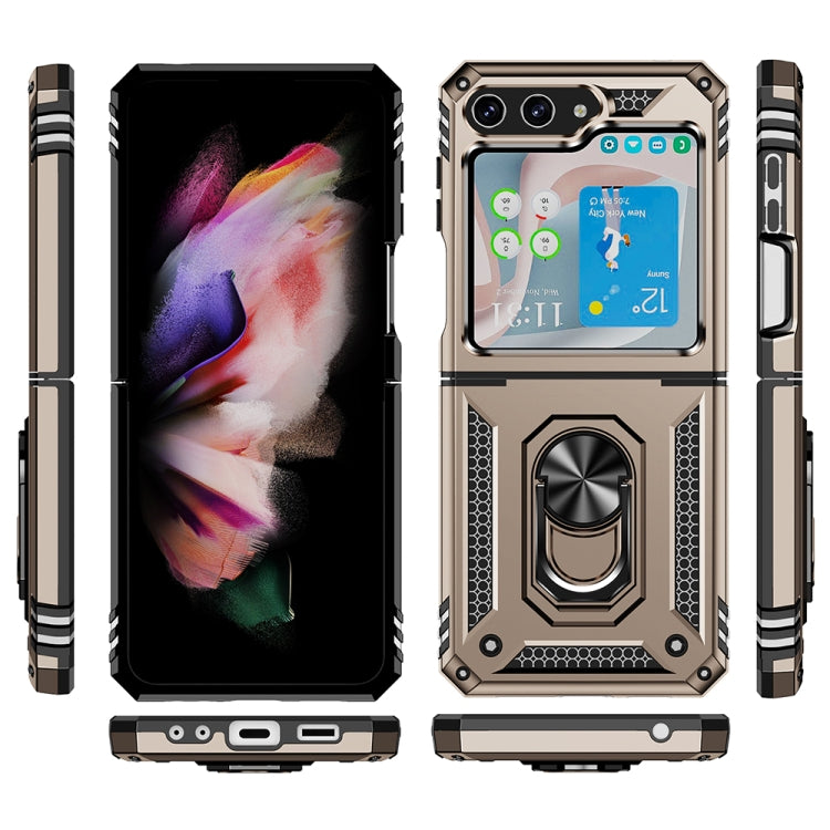 For Samsung Galaxy Z Flip5 Shockproof TPU + PC Phone Case with Holder(Gold) - free shipping - PMC TechLife - Order now!