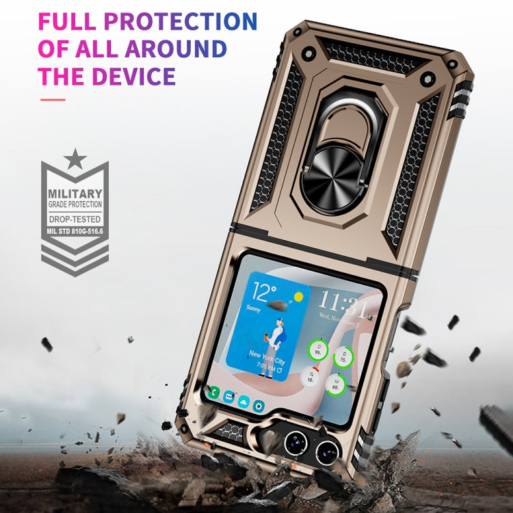 For Samsung Galaxy Z Flip5 Shockproof TPU + PC Phone Case with Holder(Gold) - free shipping - PMC TechLife - Order now!