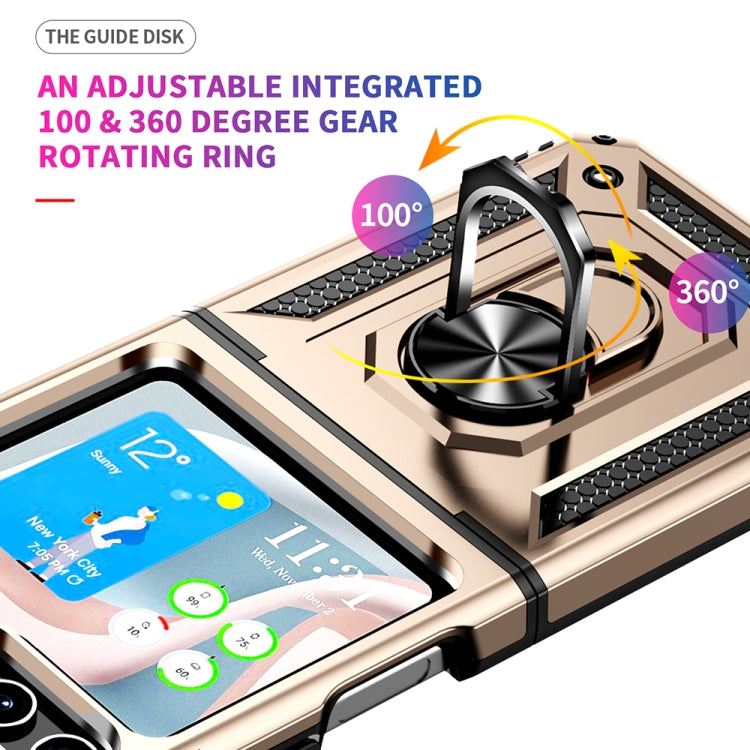 For Samsung Galaxy Z Flip5 Shockproof TPU + PC Phone Case with Holder(Gold) - free shipping - PMC TechLife - Order now!