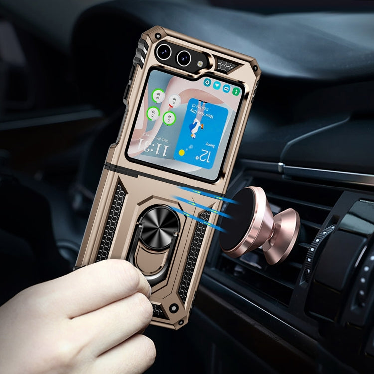 For Samsung Galaxy Z Flip5 Shockproof TPU + PC Phone Case with Holder(Gold) - free shipping - PMC TechLife - Order now!