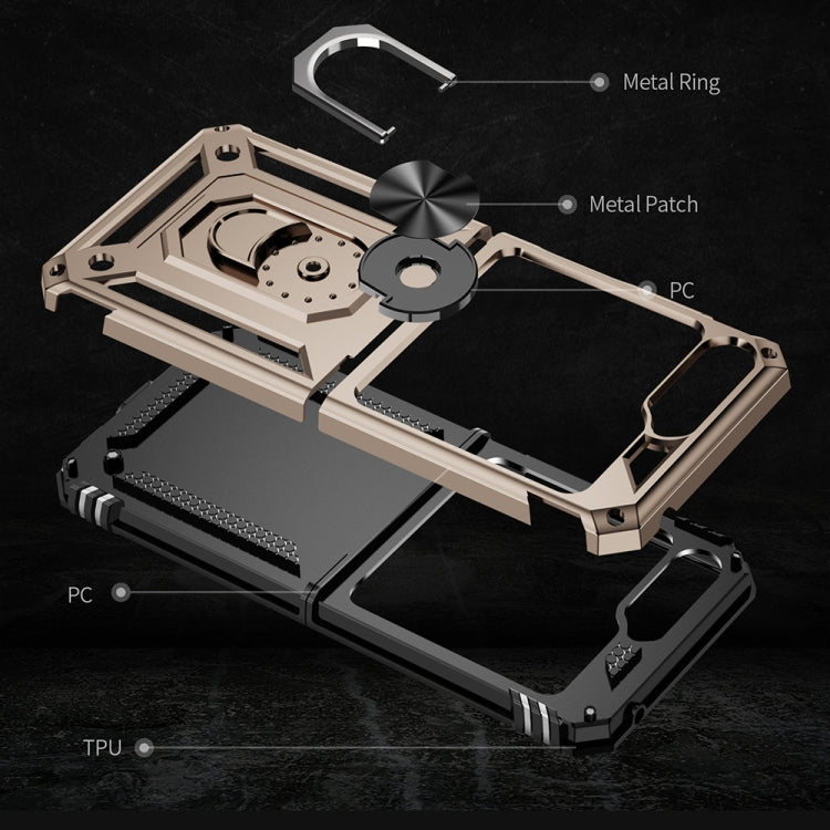 For Samsung Galaxy Z Flip5 Shockproof TPU + PC Phone Case with Holder(Gold) - free shipping - PMC TechLife - Order now!