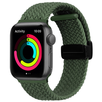 Magnetic Fold Clasp Woven Watch Band For Apple Watch 8 41mm(Green) - Watch Bands by PMC Jewellery | Online Shopping South Africa | PMC Jewellery